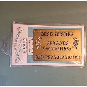 Brass Stencil for Paper Crafts Best Wishes Congratulations Am Traditional Vtg